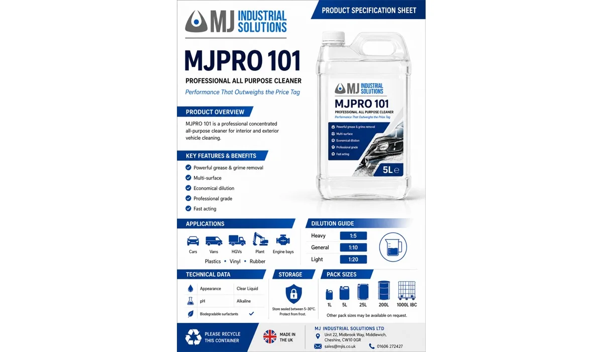 MJ Pro 101 professional all-purpose cleaner product specification