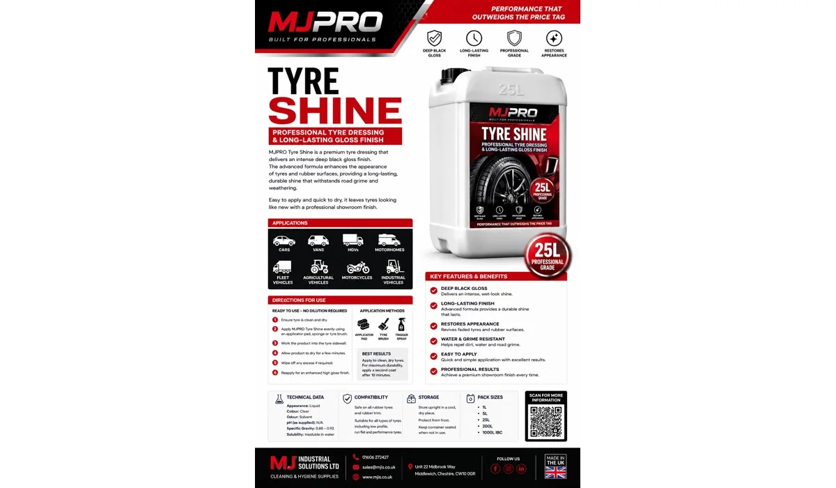 MJ Pro Premium Tyre Shine product specification