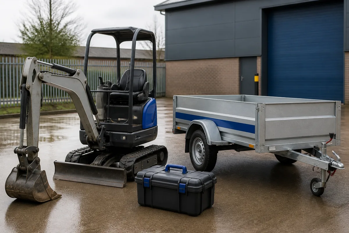 Plant equipment, tool case and trailer representing trackable work assets