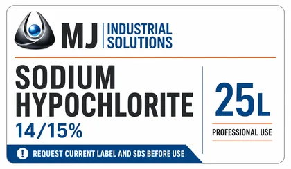 MJ Industrial Solutions Sodium Hypochlorite 14/15% label